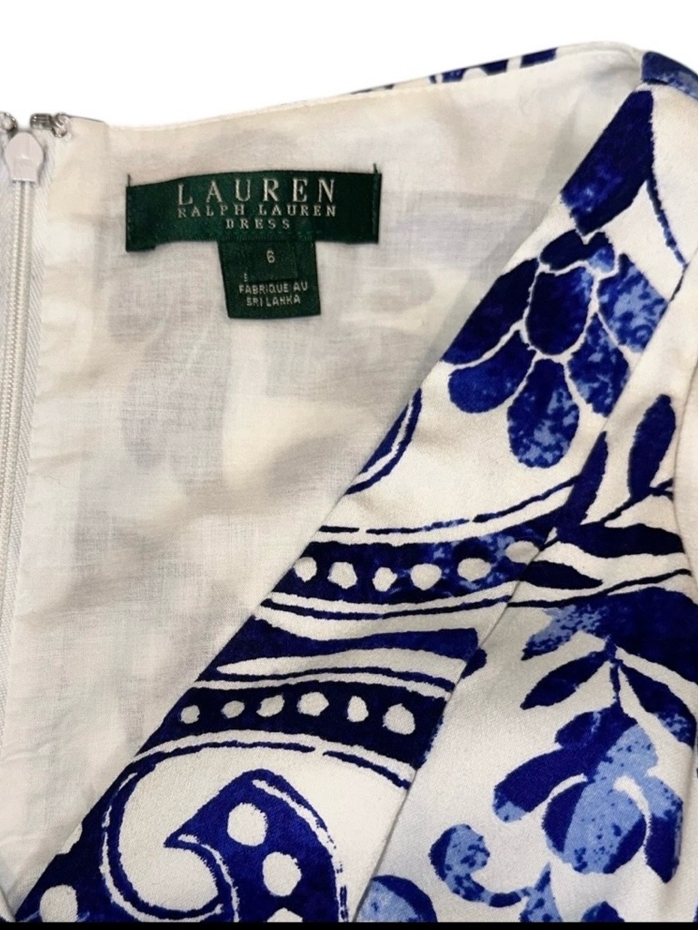 Lauren Ralph Lauren Dress Blue & White Floral Sleeveless Midi Women’s Size 6 - Picture 3 of 8